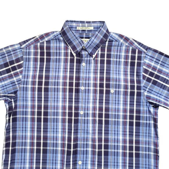Orvis Shirt Mens Large Blue Plaid Short Sleeve Button Down Vintage - Picture 3 of 13